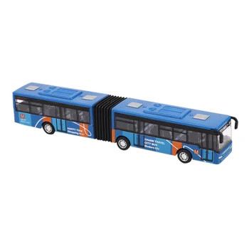 Crianças Fundido Modelo de Veículo de Transporte de Ônibus de Carro Brinquedos Bebê Brinquedos de Puxar para Trás o Azul Imagem